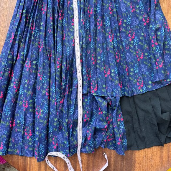 ✨ Super Hakka | Japanese Pleated Navy Floral Midi Skirt | Size XXL  ✨ - Picture 9 of 9